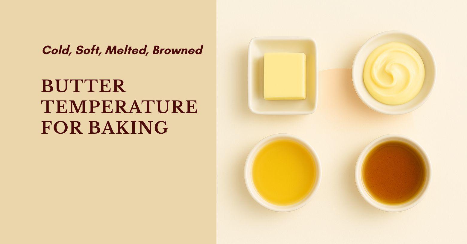 four butter states representing butter temperature for baking