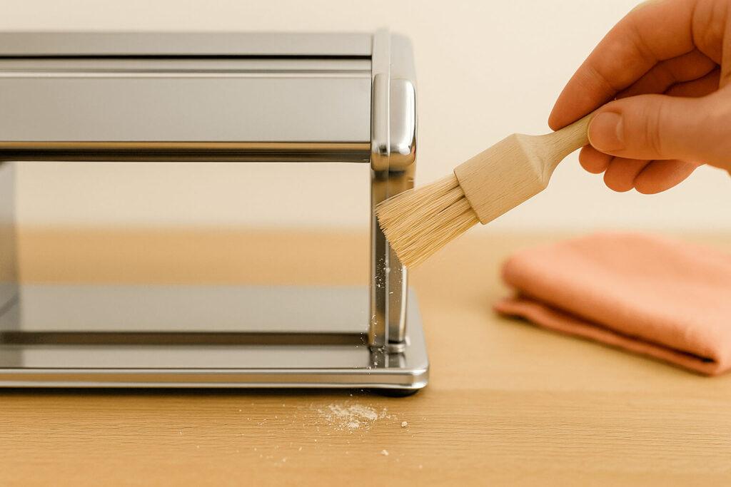 cleaning rollers with dry brush